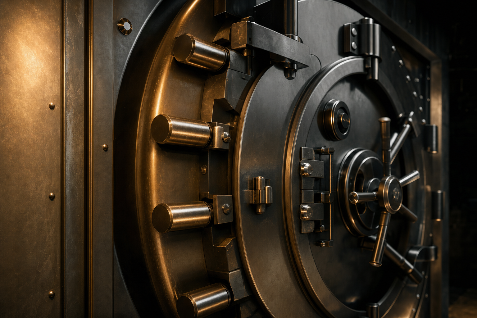 Premium reinforced vault door with brass hardware